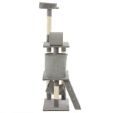 Cat Tree with Sisal Scratching Posts 140 cm Grey - Top-Down View