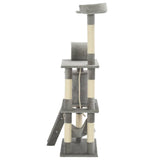Cat Tree with Sisal Scratching Posts 140 cm Grey - 45-Degree Angle