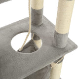 Cat Tree with Sisal Scratching Posts 140 cm Grey - Close-Up Angle