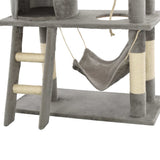 Cat Tree with Sisal Scratching Posts 140 cm Grey - Low Angle