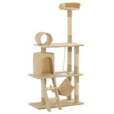 Cat Tree with Sisal Scratching Posts 140 cm Beige - Side View