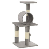 Cat Tree with Sisal Scratching Posts 65 cm Grey - Front View