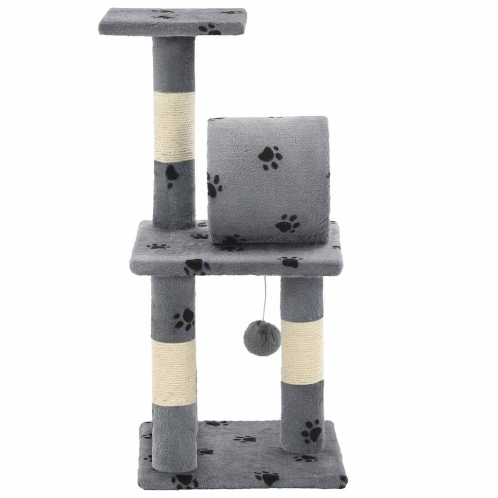 Cat Tree with Sisal Scratching Poasts 65 cm Grey Paw Prints