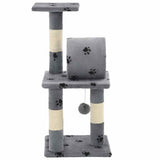 Cat Tree with Sisal Scratching Poasts 65 cm Grey Paw Prints
