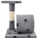 Cat Tree with Sisal Scratching Poasts 65 cm Grey Paw Prints