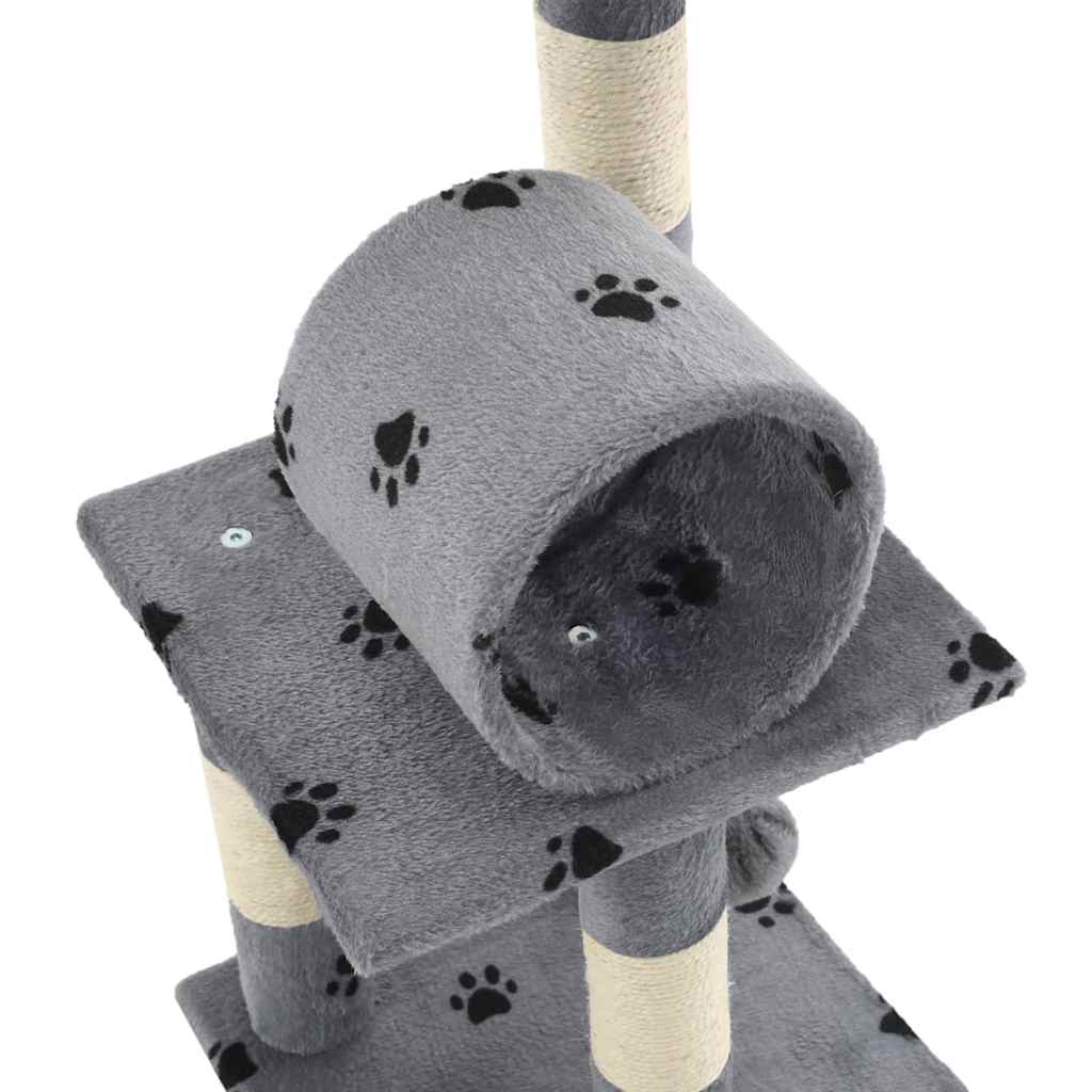 Cat Tree with Sisal Scratching Poasts 65 cm Grey Paw Prints