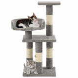 Cat Tree with Sisal Scratching Posts 65 cm Grey - Front View