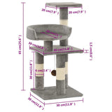 Cat Tree with Sisal Scratching Posts 65 cm Grey - Rear View