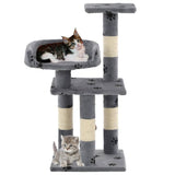 Cat Tree with Sisal Scratching Posts 65 cm Paw Prints Grey - Front View