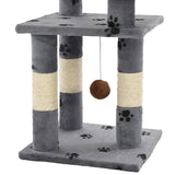 Cat Tree with Sisal Scratching Posts 65 cm Paw Prints Grey - 45-Degree Angle