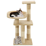 Cat Tree with Sisal Scratching Posts 65 cm Beige - Front View