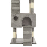 Cat Tree with Sisal Scratching Posts 170 cm Grey - Close-Up Angle