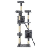 Cat Tree with Sisal Scratching Posts 170 cm Paw Prints Grey - Side View
