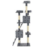Cat Tree with Sisal Scratching Posts 170 cm Paw Prints Grey - Top-Down View