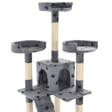 Cat Tree with Sisal Scratching Posts 170 cm Paw Prints Grey - 45-Degree Angle