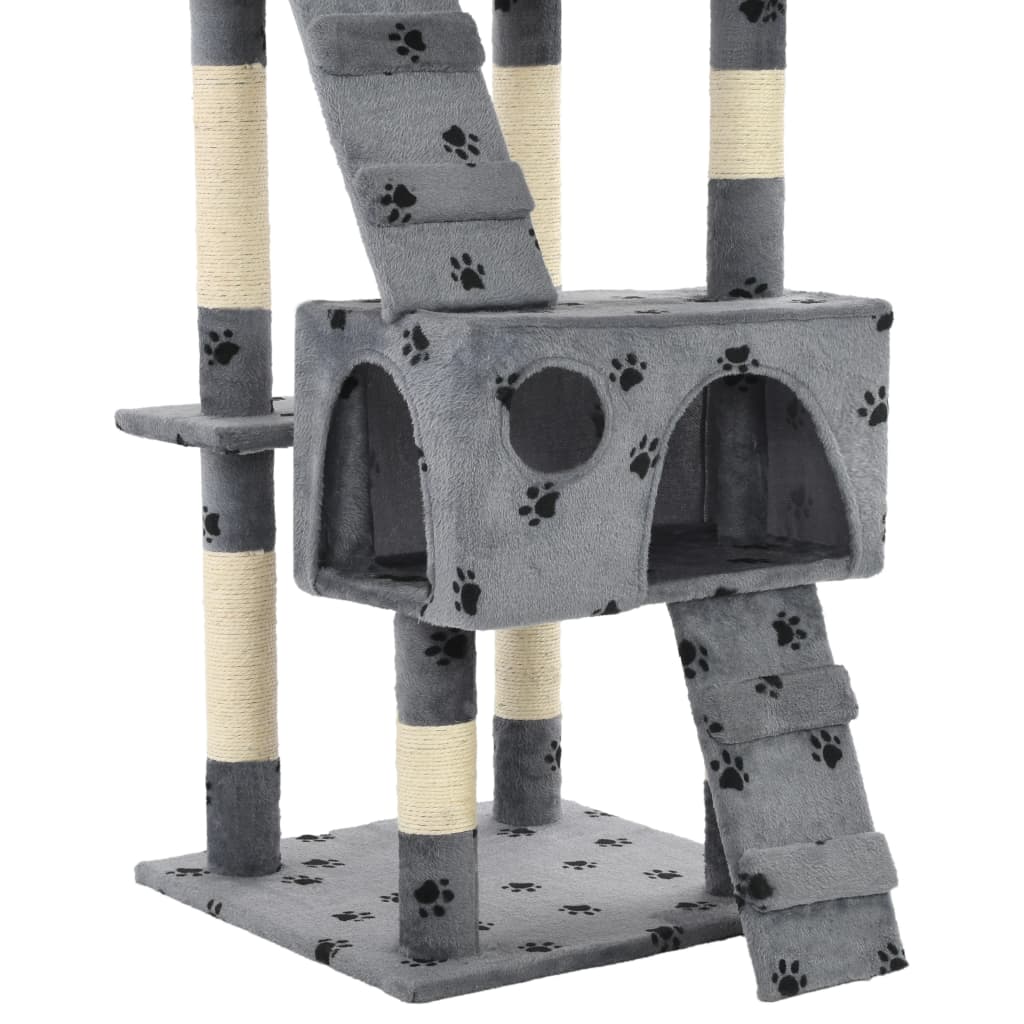 Cat Tree with Sisal Scratching Posts 170 cm Paw Prints Grey