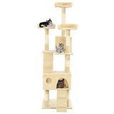 Cat Tree with Sisal Scratching Posts 170 cm Beige - Front View