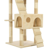 Cat Tree with Sisal Scratching Posts 170 cm Beige - Rear View
