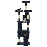 Cat Tree with Sisal Scratching Posts 170 cm Blue - Front View