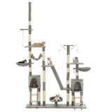 Cat Tree with Sisal Scratching Posts 230-250 cm Grey - Front View