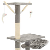 Cat Tree with Sisal Scratching Posts 230-250 cm Grey - 45-Degree Angle