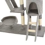 Cat Tree with Sisal Scratching Posts 230-250 cm Grey - Close-Up Angle