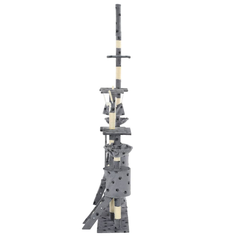 Cat Tree with Sisal Scratching Posts 230-250 cm Paw Prints Grey
