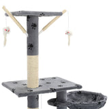 Cat Tree with Sisal Scratching Posts 230-250 cm Paw Prints Grey - 45-Degree Angle