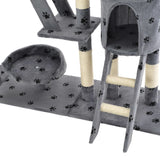 Cat Tree with Sisal Scratching Posts 230-250 cm Paw Prints Grey - Close-Up Angle