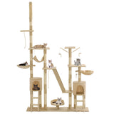 Cat Tree with Sisal Scratching Posts 230-250 cm Beige - Front View