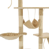 Cat Tree with Sisal Scratching Posts 230-250 cm Beige - Rear View