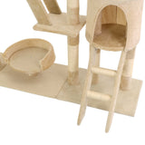 Cat Tree with Sisal Scratching Posts 230-250 cm Beige - Close-Up Angle