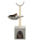 Cat Tree with Sisal Scratching Posts 105 cm Grey - Front View