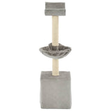 Cat Tree with Sisal Scratching Posts 105 cm Grey - Side View