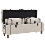 Storage Bench Set 3 pcs 112x37x45 cm Solid Wood and Steel
