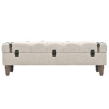 Storage Bench Solid Wood and Steel 111x34x37 cm - Side View