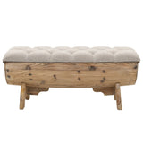Storage Bench 103x51x44 cm Solid Wood and Fabric - Front View