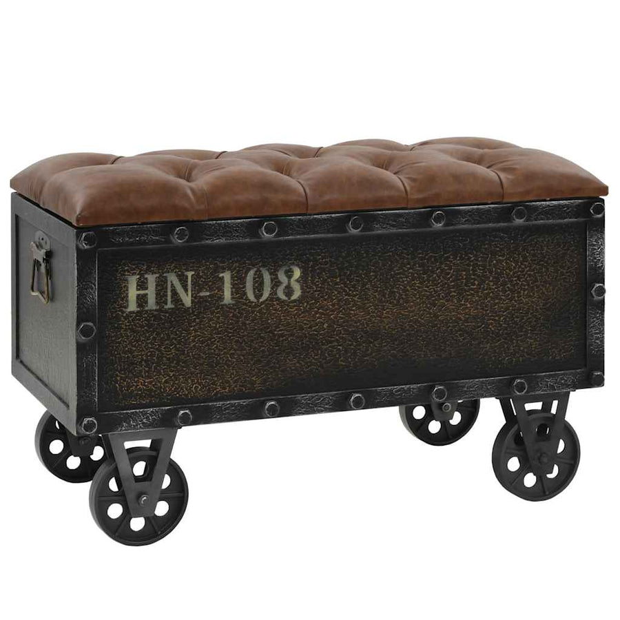 Storage Bench Solid Wood and Artificial Leather 80,5x41x50 cm