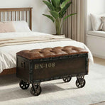 Storage Bench Solid Wood and Artificial Leather 80,5x41x50 cm
