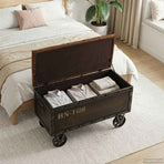 Storage Bench Solid Wood and Artificial Leather 80,5x41x50 cm