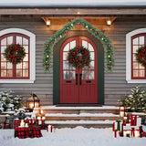 Christmas Garland Decorated with Baubles and LED Lights 5 m - Side View