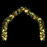 Christmas Garland Decorated with Baubles and LED Lights 5 m - Top-Down View