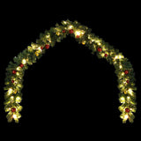 Christmas Garland Decorated with Baubles and LED Lights 10 m - Top-Down View