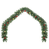 Christmas Garland Decorated with Baubles and LED Lights 20 m - Front View
