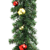 Christmas Garland Decorated with Baubles and LED Lights 20 m - Top-Down View