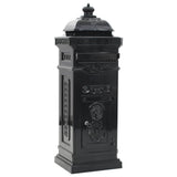 Pillar Letterbox Aluminium Vintage Style Rustproof Black - Front View