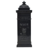 Pillar Letterbox Aluminium Vintage Style Rustproof Black - Side View