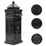 Pillar Letterbox Aluminium Vintage Style Rustproof Black - 45-Degree Angle
