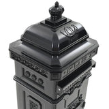 Pillar Letterbox Aluminium Vintage Style Rustproof Black - Extra Image