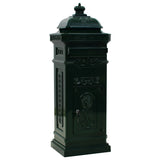 Pillar Letterbox Aluminium Vintage Style Rustproof Green - Front View
